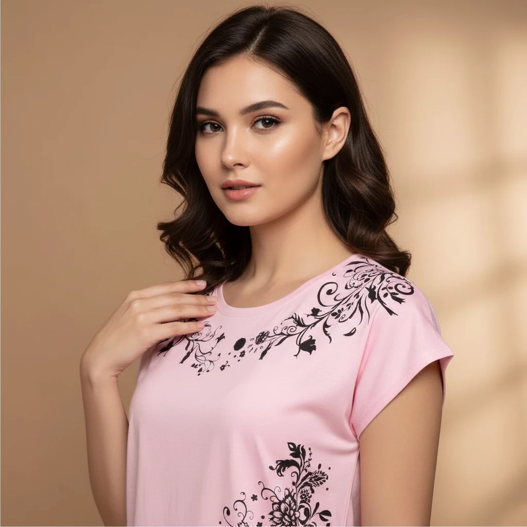  تیشرت سرخود زنانه راحتی بسیار زیبا با رنگ بندی مدل S10 صورتی